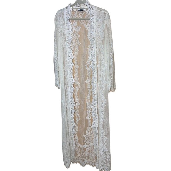 INC International Concepts Womens Robe Size Medium White Lace Floral Casual - Picture 11 of 14